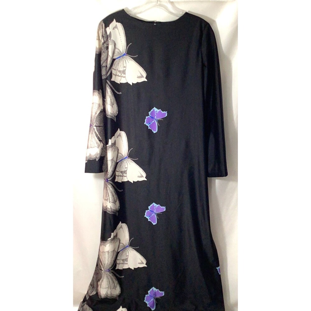 XL Maxi Dress Butterfly Vintage 60s 70s Hostess Gown Mod Joan Leslie Kasper